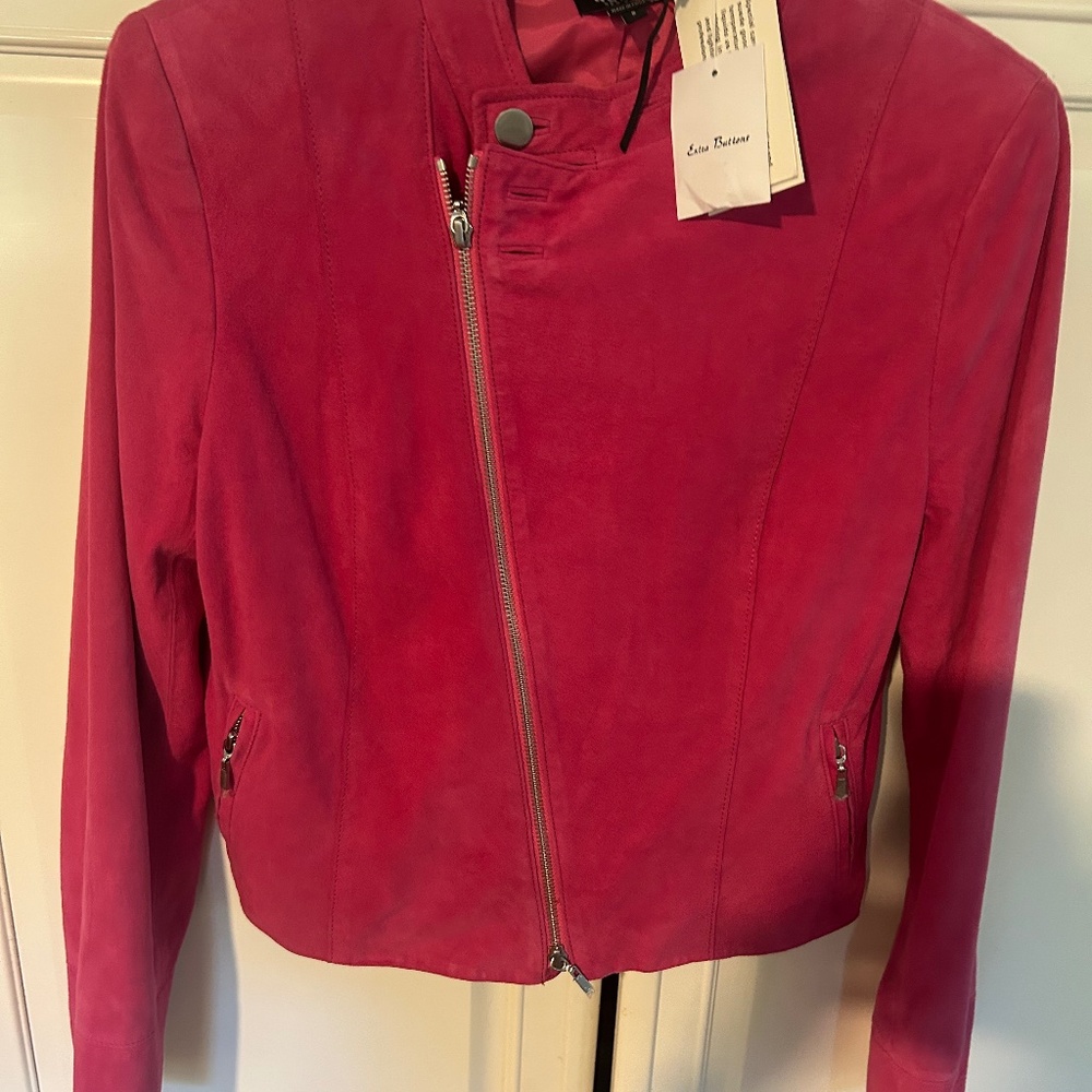Nwt size 8 worth hot pink suede jacket